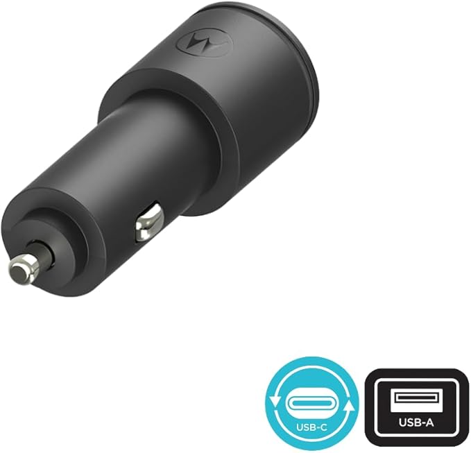 Motorola TurboPower Share Car Charger- 45W Dual Port USB-A, USB-C Output with 1.5m Braided USB-C Cable for Moto G 2025, G Power 2024/2025/2026, G Stylus 2023/2024/2025/2026, G Play 2024, Edge, Razr