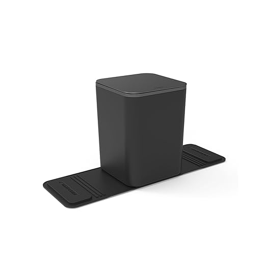 Mini Car Trash Can with Press Lid, Leakproof One-Piece Design, ABS Plastic Garbage Bin with Stainless Steel Spring for Auto Interior (Black)