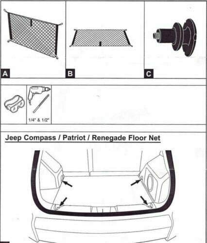 Envelope + Floor Style Trunk Organizer Cargo Nets for Jeep Patriot 2007-2017 – for SUV - Premium Mesh Elastic Car Trunk Organizer Vehicle Carrier Storage –Compatible with Jeep Patriot