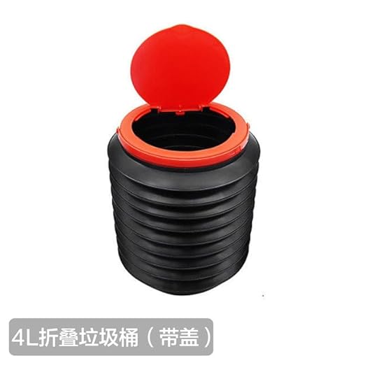 Collapsible Car Trash Can, Portable Storage Bucket with Handle, Black and Red, Multi-Purpose Folding Container for Garbage, Storage, Car Cleaning