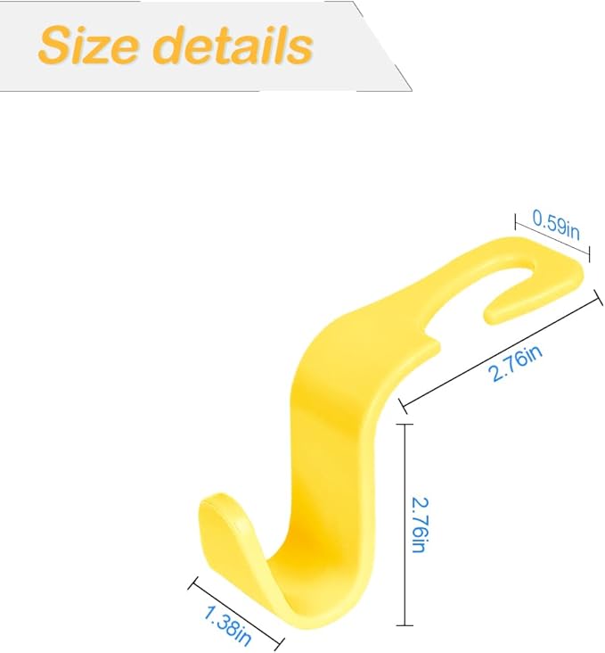 Osilly Car Seat Headrest Hook, 4 Pack Auto Seat Hanger Storage Organizer for Purse Handbag Coats Grocery Bags, Automotive Interior Accessories, Universal Vehicle Backseat Hanging Hook (Yellow)
