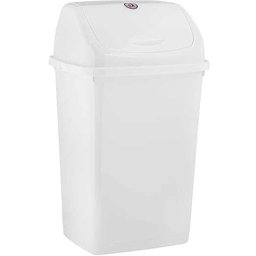 Superio Kitchen Trash Can 13 Gallon with Swing Lid, Plastic Garbage Can Outdoor and Indoor, Large 52 Qt Recycle Bin and Waste Basket for Home, Office, Garage, Patio, Restaurant (White)