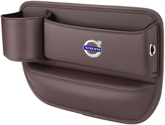 Car Seat Filler Organizer for Volvo XC60/XC90/XC40/S90/S60 Leather Seat Gap Storage Box Gap Pocket Side Interior Front Seat Accessories,Brown-main driver, maindriver
