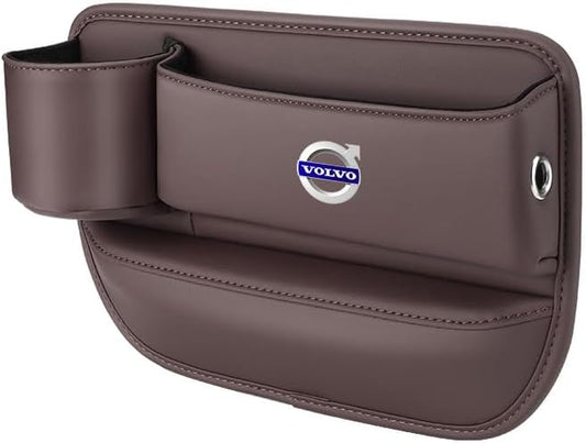 Car Seat Filler Organizer for Volvo XC60/XC90/XC40/S90/S60 Leather Seat Gap Storage Box Gap Pocket Side Interior Front Seat Accessories,Brown-main driver, maindriver