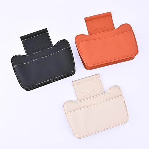 Car Leather Trash Can for Glove Box, Hanging Garbage Bin，Waterproof Foldable Stroage Organizer for Car, Multipurpose Interior Accessories for SUV Truck RV Camping (White Glove Box)