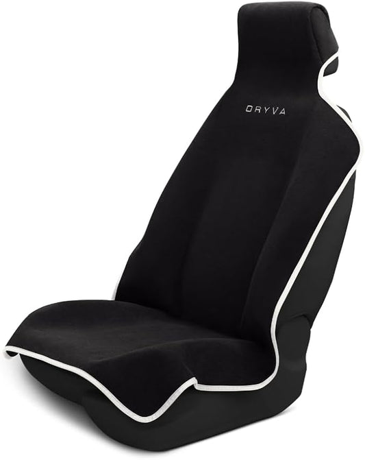 DryvaSeat - Premium Microfiber Towel Car Seat Cover - Waterproof & Sweatproof - Universal Fit, Machine Washable, Non-Slip - Seat Protector for Car, Truck, SUV, Van (Black, 1 Pack)