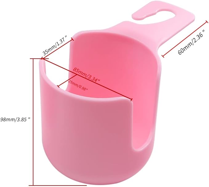 Car Seat Headrest Hook Organizer with Cup Holder - Universal Vehicle Storage Hanger for Handbags, Groceries, Backseat Organizer, Car Accessories Fit All Cars (Pink)