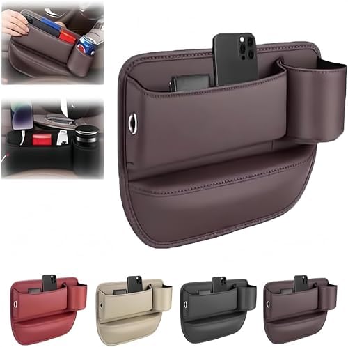 Car Seat Gap Filler Organizer for Mazda3 Sedan 2014–2017, Multifunctional Leather Seat Gap Storage Box for Phone,Keys,Sunglasses(A/Darkbrown,A/Maindriver)