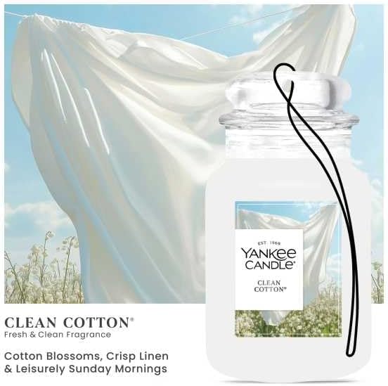 Yankee Candle Paper Car Jar, Clean Cotton (Pack of 6)