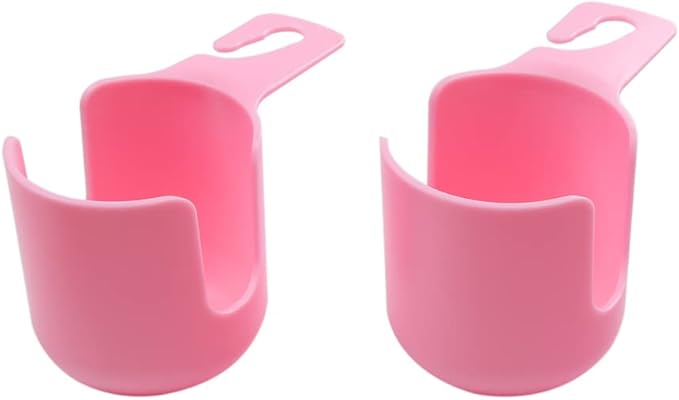 Car Seat Headrest Hook Organizer with Cup Holder - Universal Vehicle Storage Hanger for Handbags, Groceries, Backseat Organizer, Car Accessories Fit All Cars (Pink)