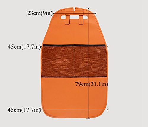 HCMAX 2 Pack Kick Mat Car Seat Back Protector Waterproof Easy to Clean Multifunctional Organizer Storage Bag Travel Accessory PU Leather Beige