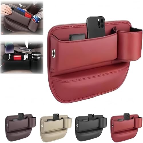 Car Seat Gap Filler Organizer for Kia EV9 2023-2025, Multifunctional Leather Seat Gap Storage Box for Phone,Keys,Sunglasses