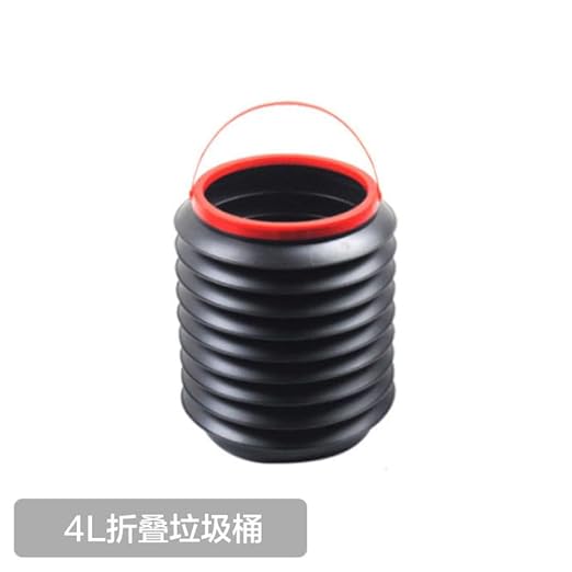 Collapsible Car Trash Can, Portable Storage Bucket with Handle, Black and Red, Multi-Purpose Folding Container for Garbage, Storage, Car Cleaning