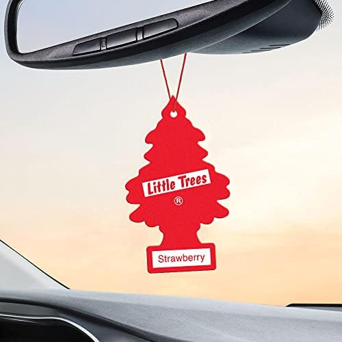 LITTLE TREES Car Air Freshener I Hanging Tree Provides Long Lasting Scent for Auto or Home I Strawberry, 6-Packs (4 Count)