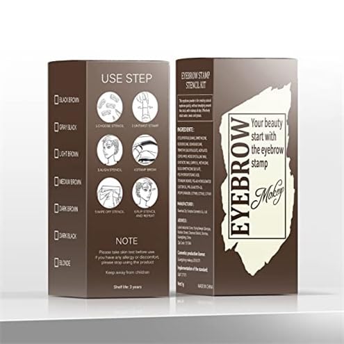 Eyebrow Stamp Stencil Kit - Eye Brow Stencil Kits with Eyebrow Blush, Long-lasting Waterproof & Smudge-Proof Eyebrow Shaping Kit with 24 Reusable Eyebrow Stencils for Perfect Brow (Light Brown)