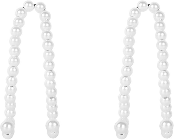 2 PCS Elegant Pearl Car Seat Headrest Hook, Cute Car Seat Hook Hanger Storage Organizer for Handbag Purse, Interior Decoration Headrest Hanger for Women (2PCS White Pearl)