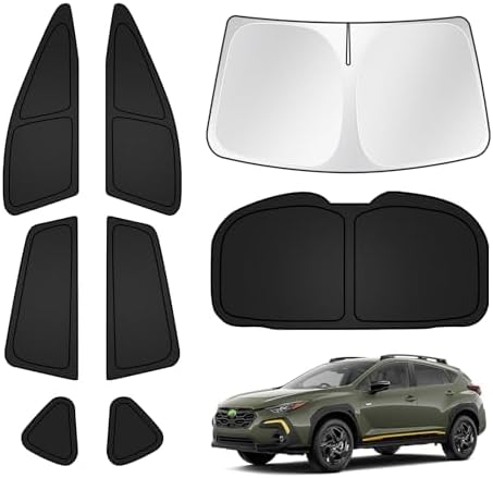 T TGBROS Windshield Sun Shade for Subaru Crosstrek 2024 2025 2026 Car Window Shades Thicken UV Block and Blackout Privacy Foldable Sunshades 8PCS Accessories Keep Cool Sun Visor Covers