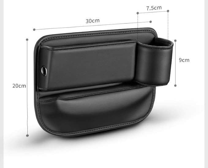 Car Seat Gap Filler Organizer with Cup Holder – Universal Car Seat Gap Storage Pocket – Prevent Phone Keys Coins Falling – Car Interior Accessories Black