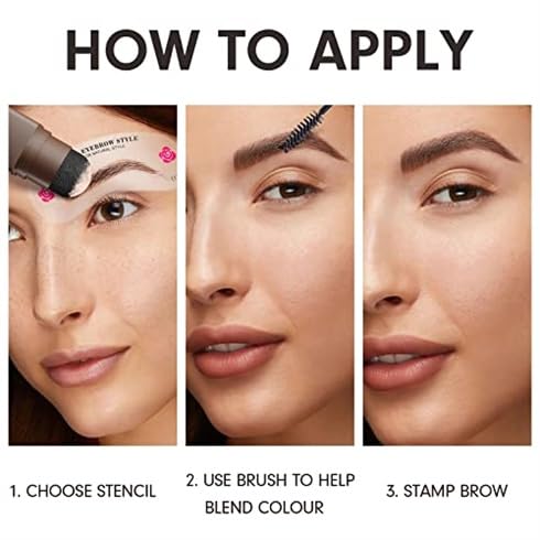 Eyebrow Stamp Stencil Kit - One-Step Eyebrow Stencil with 24 Reusable Thin & Thick Stencils, Long-Lasting Waterproof & Smudge-Proof Brow Stamp for Perfect Eye Makeup (Dark Black)