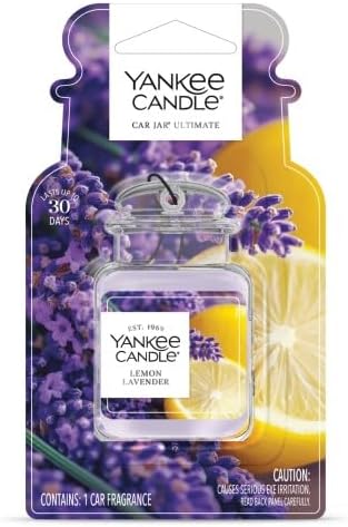 Yankee Candle Classic Paper Car Jar Air Freshener, Hanging Car Freshener, Long Lasting Car Fragrance, Lemon Lavender (Pack of 3)