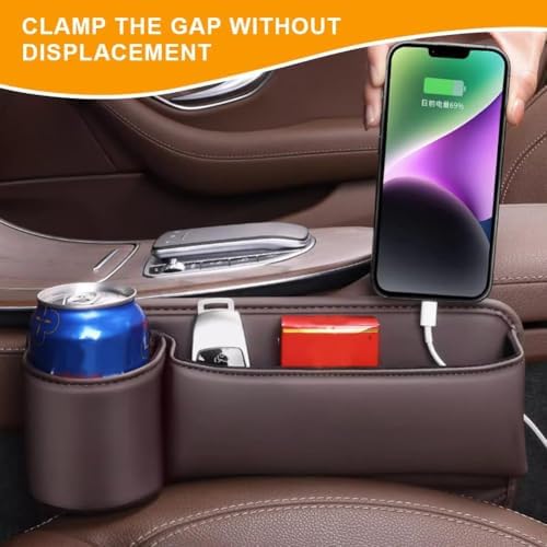 Car Seat Gap Filler Organizer for Jeep Grand Cherokee L(WL) 2021-2025, Multifunctional Leather Seat Gap Storage Box for Phone,Keys,Sunglasses