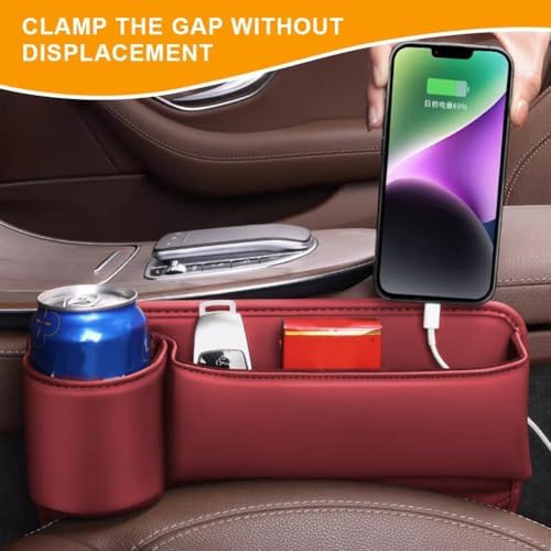 Car Seat Gap Filler Organizer for Jeep Grand Cherokee L(WL) 2021-2025, Multifunctional Leather Seat Gap Storage Box for Phone,Keys,Sunglasses