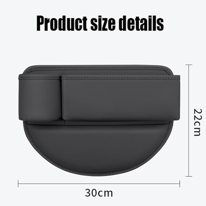 Car Seat Gap Filler Organizer for Tesla Model 3/Model S/Model X/Model Y 2013-2025, with Cup Holder Adjustable Car Seat Storage Box Leather Material,Black-Driver's seat