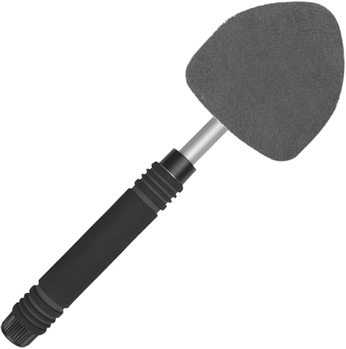 HZEL Car Windshield Cleaner Tool with Extendable Handle, Vehicle Glass Wiper Window Cleaning Tool with 2 Reusable Microfiber Pad, Auto Windscreen Detailing Cleaner Kit, Universal Fit (Triangle Gray)