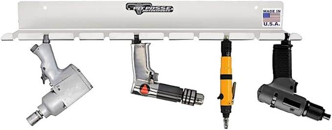 Pit Posse PP3359 Air Tool Pneumatic Rack Holder and Air Hose Hanger Combo- Made in USA- Aluminum Tool Organizer for Garage Trailer Workspace-Toy Hauler-Snowmobile-5th Wheel-Holds Up to 10 Air Tools