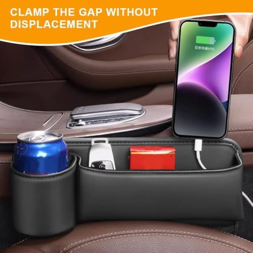 Car Seat Gap Filler Organizer for Kia EV9 2023-2025, Multifunctional Leather Seat Gap Storage Box for Phone,Keys,Sunglasses