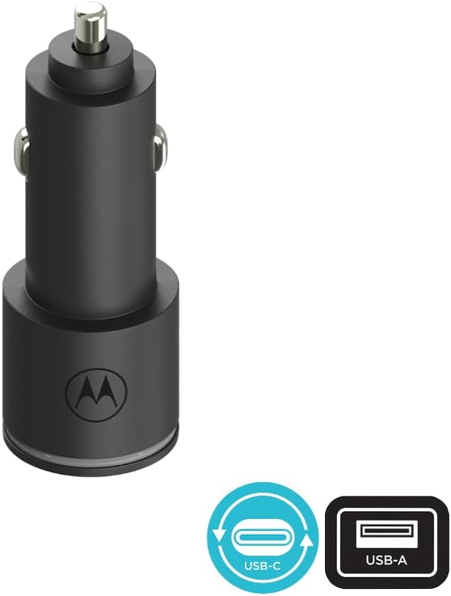 Motorola TurboPower Share Car Charger- 45W Dual Port USB-A, USB-C Output with 1.5m Braided USB-C Cable for Moto G 2025, G Power 2024/2025/2026, G Stylus 2023/2024/2025/2026, G Play 2024, Edge, Razr
