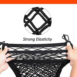 3-Layer Car Mesh Organizer, Seat Back Net Bag, Barrier of Backseat Pet Kids, Cargo Tissue Purse Holder, Driver Storage Netting Pouch（Upgrade Stretch Length）