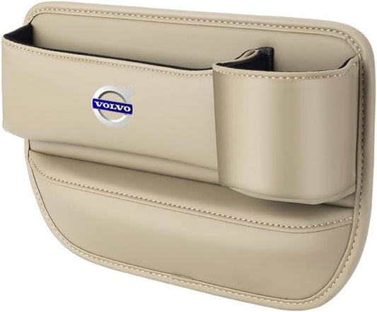 Car Seat Filler Organizer for Volvo XC60/XC90/XC40/S90/S60 Leather Seat Gap Storage Box Gap Pocket Side Interior Front Seat Accessories,Beige-co-Pilot