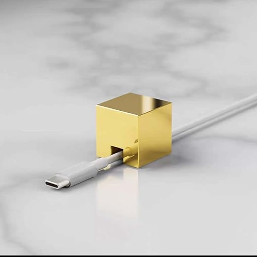 Golden Stainless Steel Cable Clips, Cord Organizer Cable Management, USB Cable Holder Wire,Wire Organizer for Desk,Nightstand and Office Cable Management，Not Magnetic (Golden 2pc)