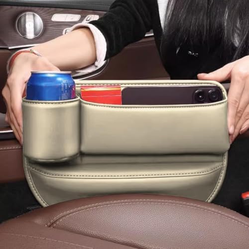 Car Seat Gap Filler Organizer for Mazda3 Sedan 2014–2017, Multifunctional Leather Seat Gap Storage Box for Phone,Keys,Sunglasses(A/Beige,A/Maindriver)