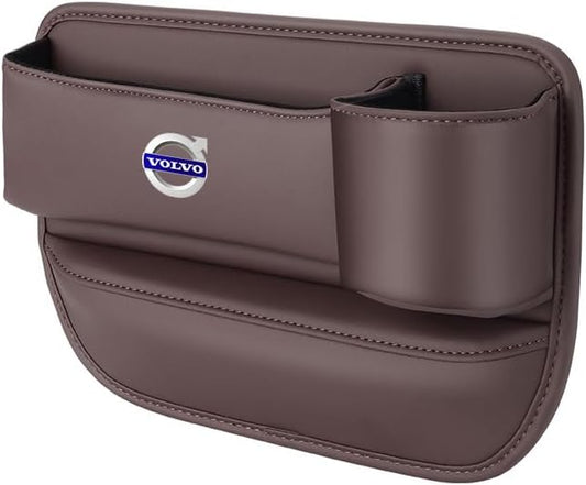 Car Seat Filler Organizer for Volvo XC60/XC90/XC40/S90/S60 Leather Seat Gap Storage Box Gap Pocket Side Interior Front Seat Accessories,Brown-co-Pilot