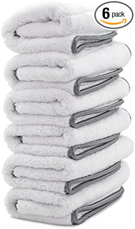 Adam's Polishes Double Soft Microfiber Towel - Premium Quality Microfiber Polishing Towel with Scratch-Free Satin Edge - Buff Away Polishes & Car Wax with Ease (6 Pack)
