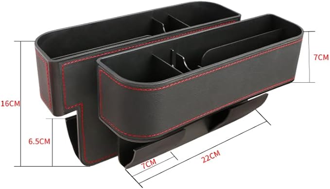 Car Seat Gap Filler Organizer, Car Organizer Front Seat, Pack Auto Console Side Storage Box with Cup Holders,Car Organizers and Storage for Holding Phone, Sunglasses, Wallet 1PC(black&red line)