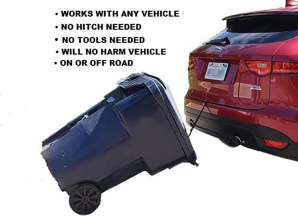 Trash Can Hauler | Garbage Can Hauling Towing Straps | No Hitch Required | Vehicle to Cart Strap | Works with Any Vehicle | Trash Can Transporter & Cart Attaches to Cars, ATV, Lawn Mower