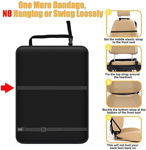 Meolsaek Kick Mats Back Seat Protector, Waterproof Oxford Seat Back Protector, Car Seat Back Protector for Kids, Back of Seat Protector for Kids Feet Car Seat (Black C -1pc)