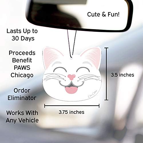 Cute CAT CAR AIR FRESHENER - Cute Cat Design, Long-Lasting Scent, Portion of Proceeds Benefit PAWS Chicago (Pina Colada - Pack of 3)