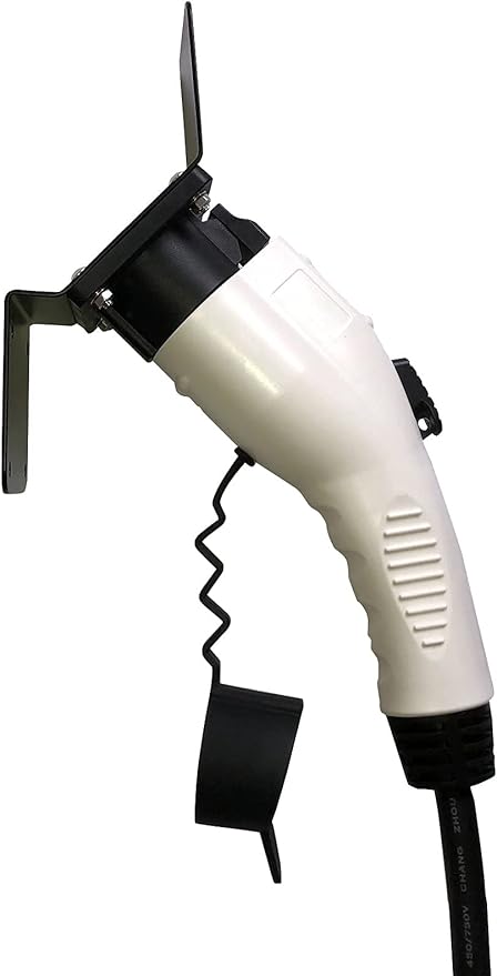 EVSE EV PHEV Electric Vehicle Charger Charging Cord Hanger and Plug Nozzle Dock Holster Holder Compatible with SAE J1772 Angle Heavy Duty Steel Cable Organizer Hook