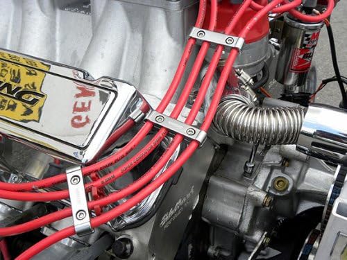 VMS RACING 3pc piece CHROME Billet Aluminum Spark Plug Cables WIRE SEPARATORS Dividers Organizers Holders Kit Set Compatible with V4 V6 V8 Engine 8mm 9mm 10mm wires