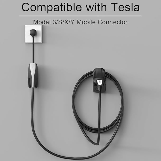Tesla Charger Holder & UMC Holder, with Combination Lock, Compatible with Model 3/S/X/Y, Premium Charging Cable Organizer for Tesla Gen 2 Mobile Connector Wall Mount
