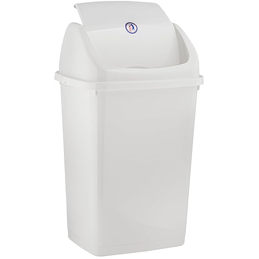 Superio Kitchen Trash Can 13 Gallon with Swing Lid, Plastic Garbage Can Outdoor and Indoor, Large 52 Qt Recycle Bin and Waste Basket for Home, Office, Garage, Patio, Restaurant (White)