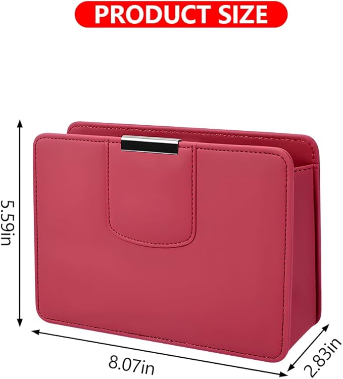 Car Trash Can, Leather Auto Garbage Bin, Magnetic Litter Storage Container, Mini Portable Foldable Vehicle Interior Hanging Dustbin Accessories, Universal for SUV, Truck, RV（Wine Red）