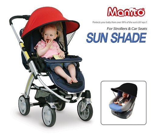 Manito Sun Shade for Strollers and Car Seats (Magenta) UPF 50+