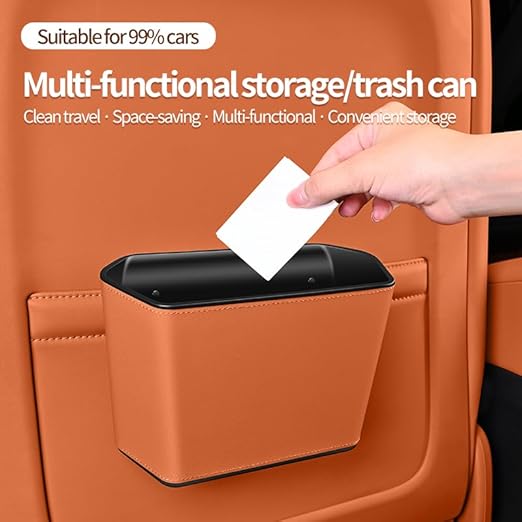 Car Trash Can Storage Pockets - 100% Leak-Proof Organizer,Car Seat Back and Door Hanging Storage,Two Levels Above and Below (orange1)