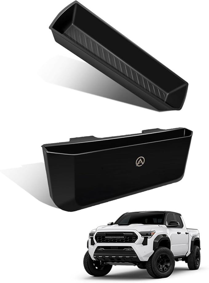 Muslogy Center Console Organizer Compatible with 2024 2025 2026 Toyota Tacoma Accessories Middle Console Gear Shift Silicone Insert Beside Handbrake & Passenger Side Hanging Storage Box 2PCS (A Style)
