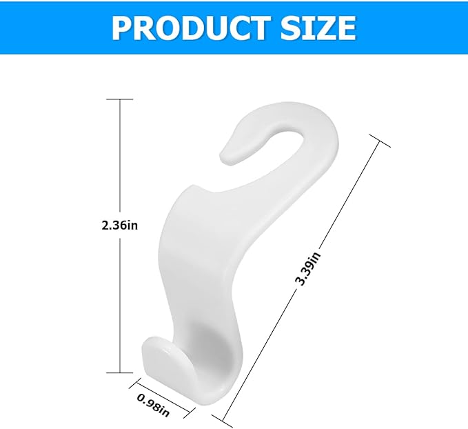 8sanlione Car Back Seat Headrest Hooks, 4PCS Vehicle Backseat Storage Organizer Hanger, Multifunctional Auto Headrest Hidden Hook Universal for Handbag Purse Backpacks Bags and Groceries (White)